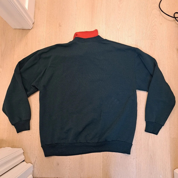 Vintage Morning Sun Green Red Birds Snow Christmas Pullover Sweatshirt Size XL - Picture 2 of 9